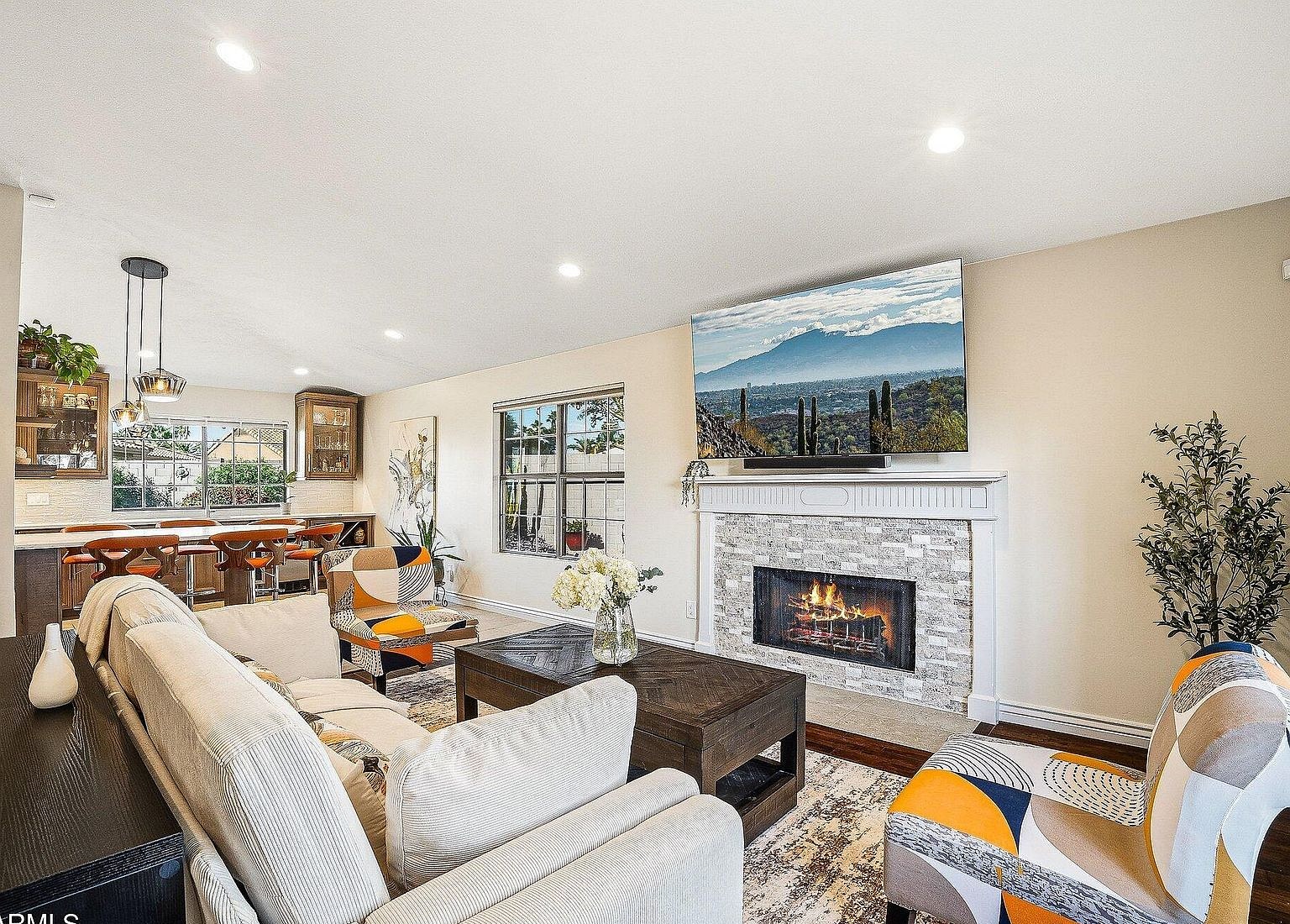 Living room with fireplace in a Scottsdale home